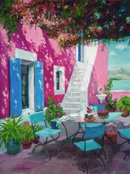Terrasse rose vif