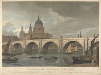 Vue du sud-ouest de la cathédrale Saint-Paul et du pont de Blackfriars