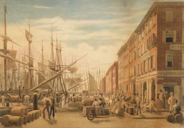 Vue de South Street, depuis Maiden Lane, New York