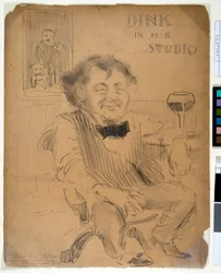 Dink dans son studio, vers 1895
