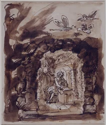 Alexander Pope dans sa grotte, c.1730