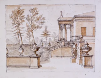Chiswick, vue de la villa du côté de la statue d