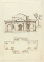 Bâtiment de Townsend à Rousham, Oxfordshire : Élévation et plan