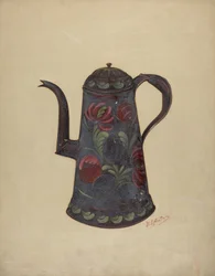 Cafetière en tole peinte