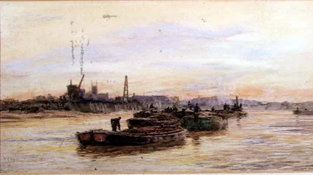 Barges au coucher du soleil