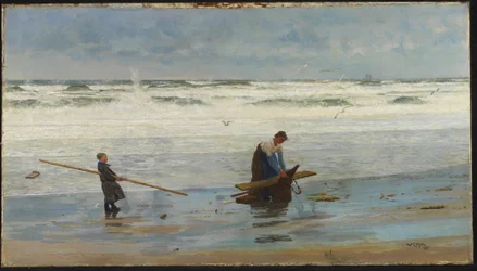 Ramassage de bois flotté, Hollande, 1877