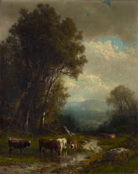 Paysage avec du bétail