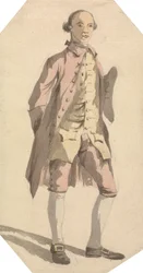 Homme en pied avec chapeau tricorne sous le bras gauche