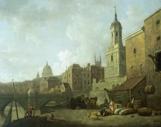 Extrémité nord du London Bridge et St Magnus le Martyr, 1762