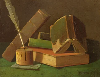 Nature morte avec livres et encrier