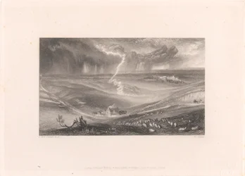 Champ de Waterloo avec des éclairs