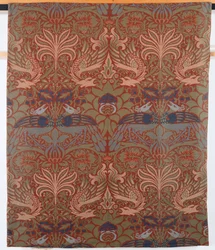 Paon et dragon, rideau en sergé tissé à la main, Morris & Co., 1878