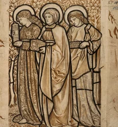 Les trois Marie au sépulcre - Conception pour vitrail, 1862