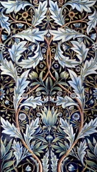 Panneau de revêtement mural (66 carreaux) réalisé par William Morris (1834-1896) et William Frend de Morgan (1839-1917) en faïence. De Membland Hall pour Edward Charles Baring. Chelsea, Angleterre