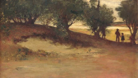 Banc de sable avec des saules, magnolia
