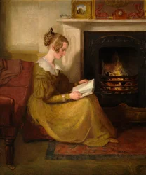 Lecture au coin du feu, vers 1825