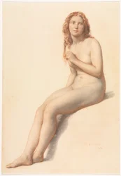 Nu féminin, assis, vu de trois quarts de face, 1859