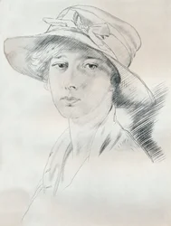 Étude de portrait au crayon, 20ème siècle, 1932