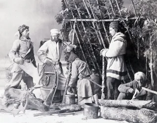 Vie du trappeur au Canada, photo par Nottman, vers 1890