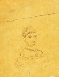 Dame en robe de soirée avec la Vénus de Milo