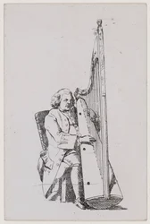 John Parry jouant de la harpe, vers 1760-1780