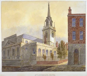 Église de St Lawrence Jewry depuis Guildhall Yard, City de Londres, 1810