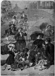 Angleterre victorienne : touristes sur la plage de Ramsgate, Angleterre