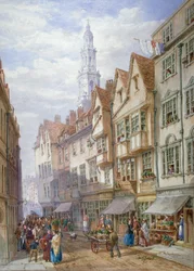 Vieilles maisons dans Wych Street, Westminster, Londres, 1873