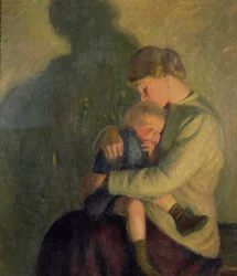 Mère et enfant : à la chandelle