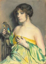 Femme avec perroquet