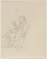 Homme fumant une pipe