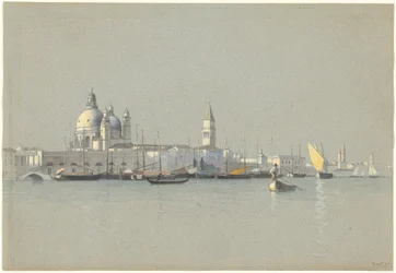 Vue sur le canal de la Giudecca, en direction de la Salute et du Campanile de Saint-Marc
