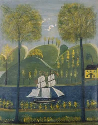 Under Full Sail, deuxième quart du 19e siècle (huile et caséine ( ) sur plâtre et lattes)