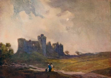 La tempête qui approche, château de Carew, vers 1913-1915