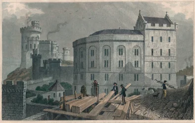 Extrémité est du Bridewell, et maison du gouverneur de la prison, Édimbourg, 1829