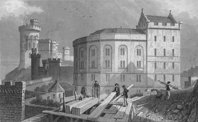 Extrémité est du Bridewell, et maison du gouverneur de la prison, Édimbourg, 1829