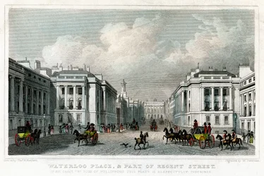 Waterloo Place et une partie de Regent Street, Westminster, Londres, 1828