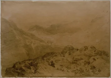 Un passage rocheux entre les montagnes (Glen Croe, avec les pentes de Ben Arthur : Ben an Lochain)