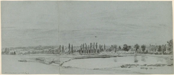 Paysage étendu avec un étang