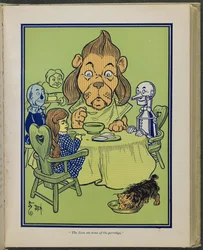 "Le lion a mangé un peu de porridge", illustration tirée de "Le merveilleux magicien d