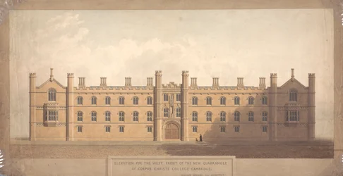 Élévation de la façade ouest du nouveau quadrilatère du Corpus Christi College, Cambridge