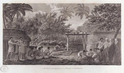 Sacrifice humain à Tahiti dans le Pacifique Sud, vers 1773