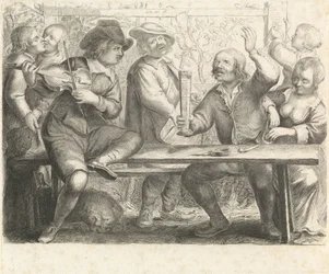 Musiciens et buveur dans une auberge