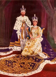 Leurs Majestés le roi George V et la reine Mary dans leurs robes de couronnement, 1911, 1951
