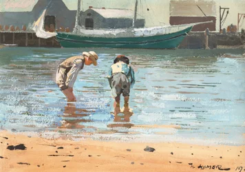Garçons pataugeant