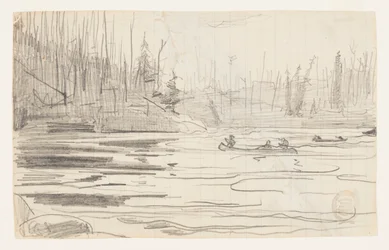Canoës sur un lac