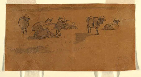 Dessin, vaches dans un pâturage, vers 1872