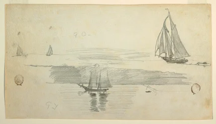 Dessin, Quatre goélettes, peut-être 1880