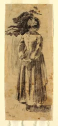 Dessin, fille, vers 1874