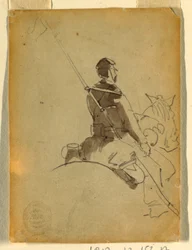 Dessin, lancier à cheval, 1862